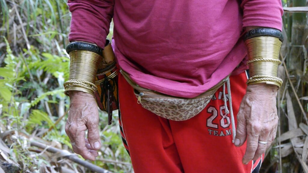 Bidayuh woman with brass rings around her wrists