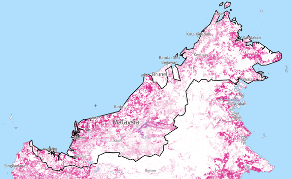 Map of Sarawak, Global Forest Watch 2022